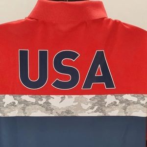 USA Walter Hagen 11 Majors American Mens Size 2XL Camo Stripe Golf Polo Shirt